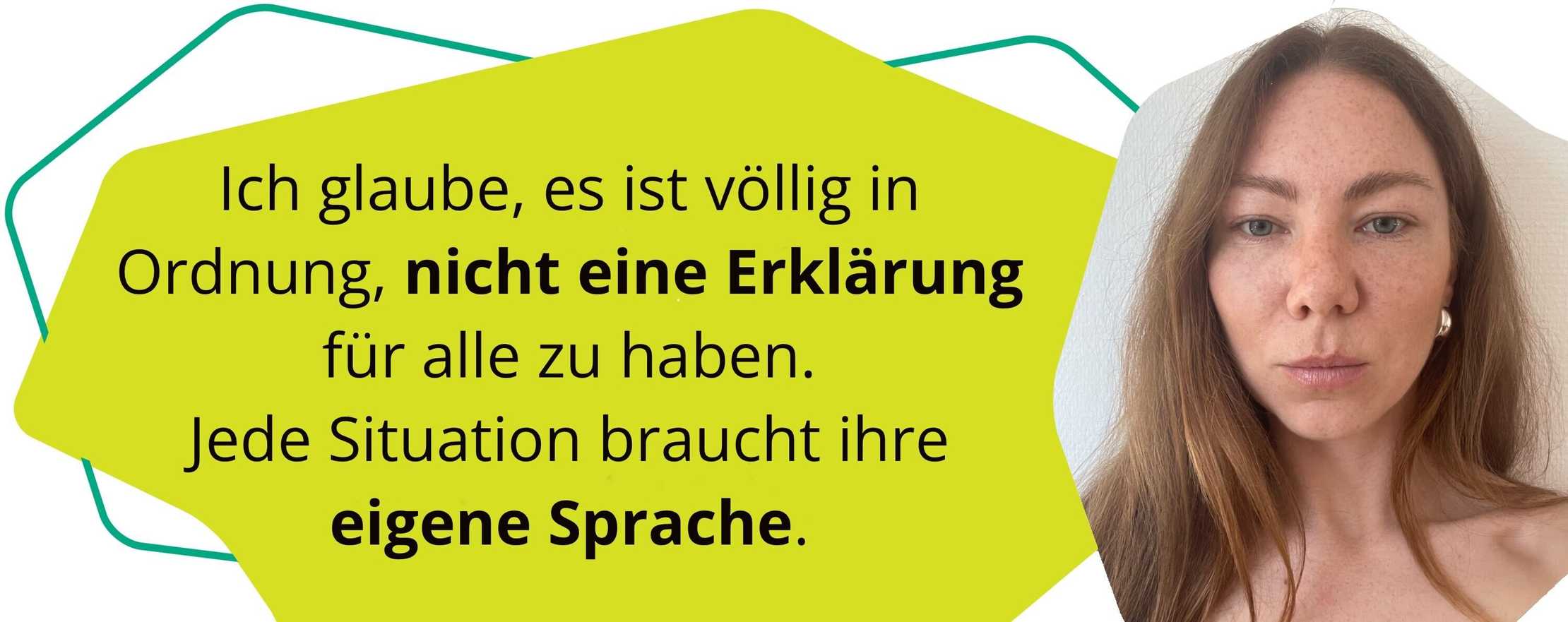 Bild von Sandra mit einem Zitat vor ihr.