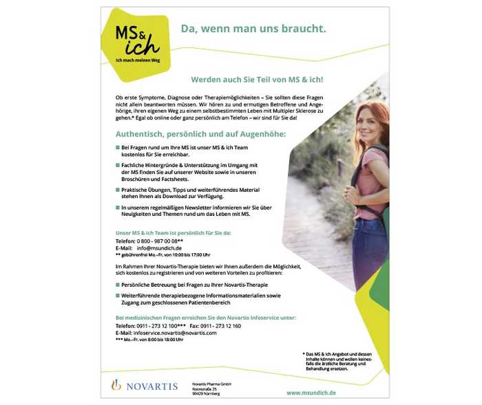 Multiple Sklerose: Teaser für den Download der „MS 6 ich“-Begleitprogramm-Infokarte
