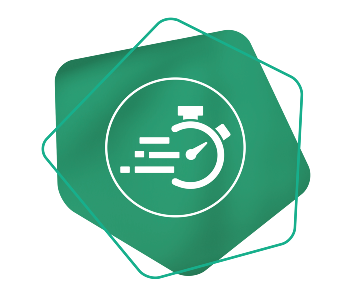 Grünes Icon mit einer stilisierten Sanduhr als Symbol für frühzeitiges Handeln.