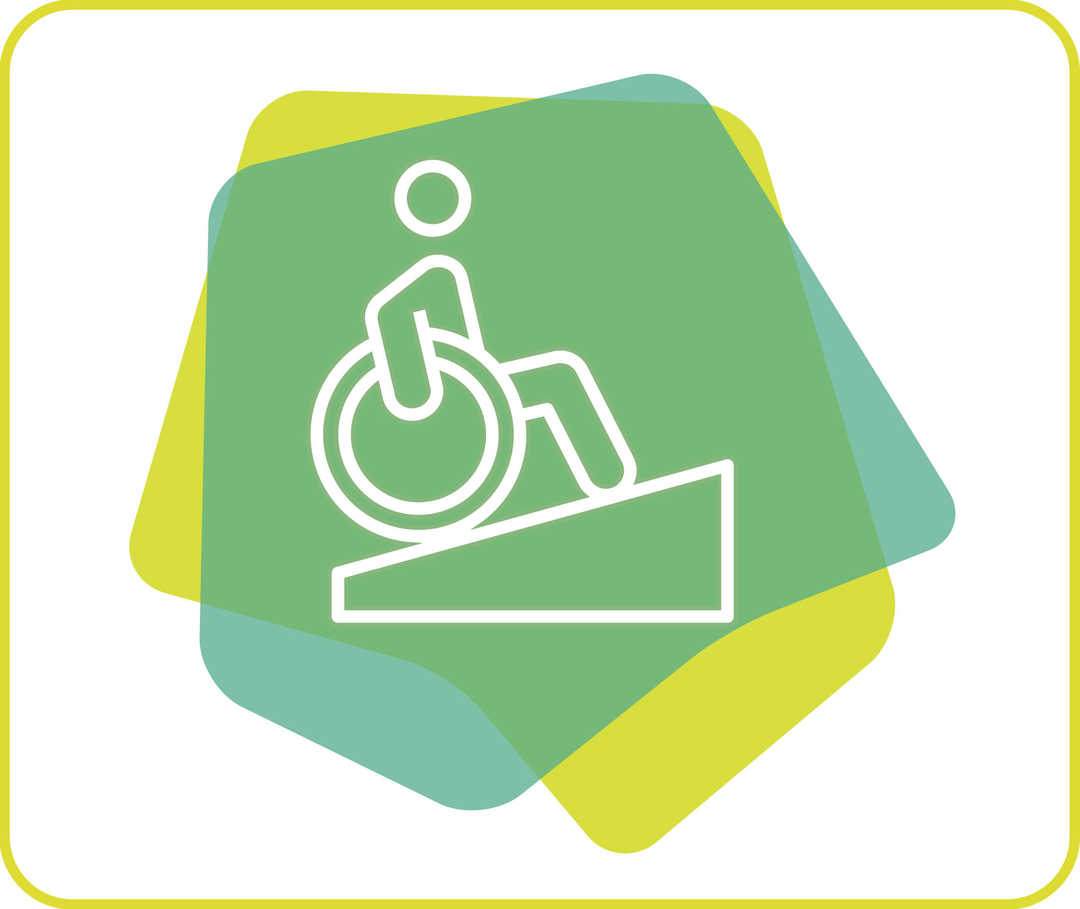 Ein Rollstuhl auf einer Rampe