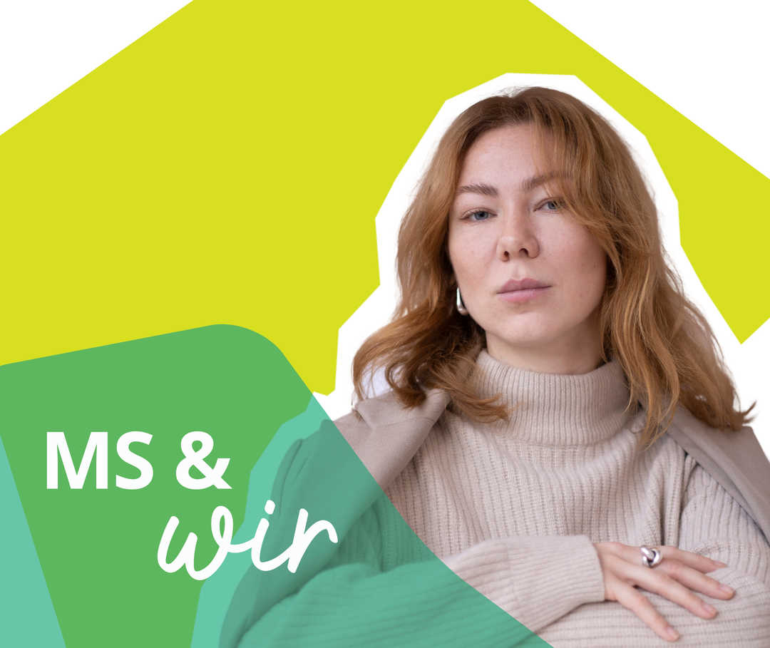 Patientin Sandra schaut entschlossen in die Kamera