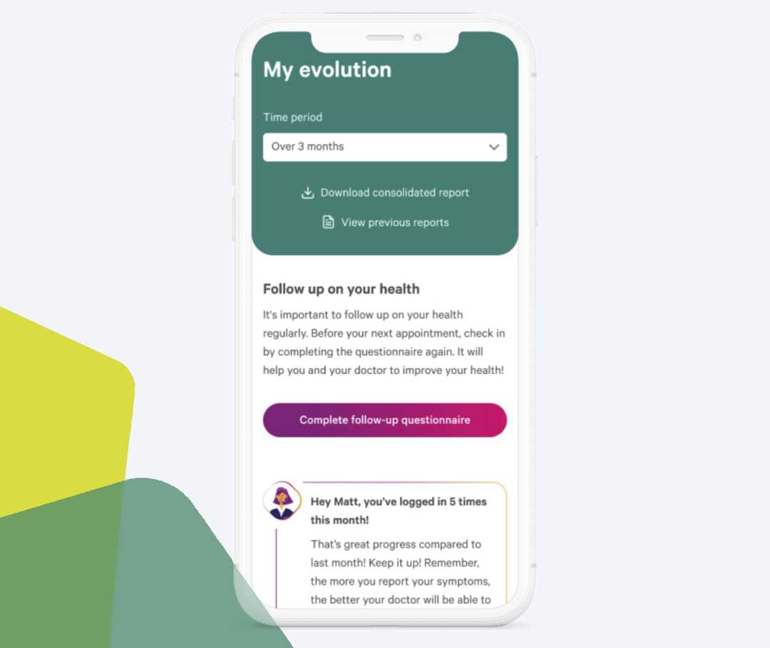 Ansicht des SYMPTOM-KOMPASSES auf einem Smartphone.
